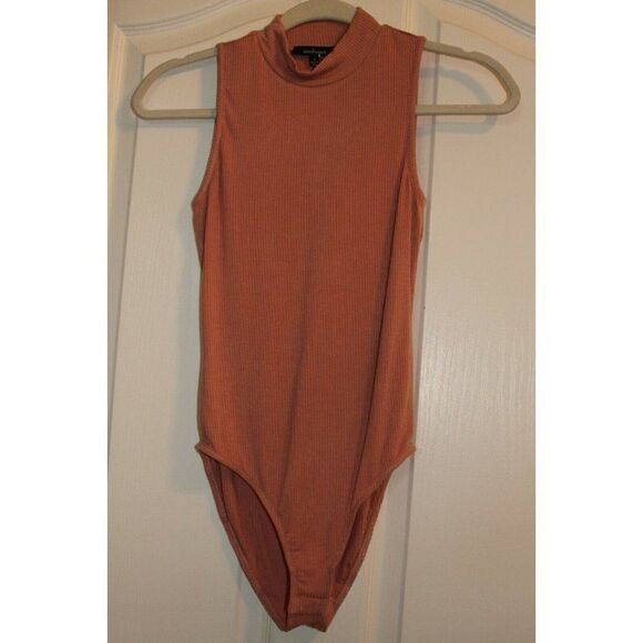 Ambiance High Neck Bodysuit Ribbed Knit Pink Sleeveless Lightweight Junior S NEW - Picture 1 of 5